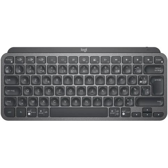 Logitech Master MX Keys Mini, Mini, Sans fil, RF sans fil + Bluetooth, AZERTY, LED, Graphite 920-010482