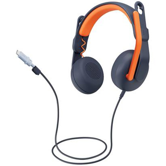 Logitech Zone Learn On Ear USB-C, Avec fil, Education, 154,5 g, Casque, Bleu, Orange 981-001367
