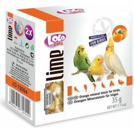 LOLO LOLOpets LIME pierre minérale orange pour oiseaux 35 g