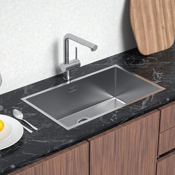 Lonheo - vier 1 Bac 74x44x20CM Évier Montage à Encastrer, à Fleur ou Sous-Plan Évier Cuisine en Inox Brossé avec Siphon et Trop-Plein