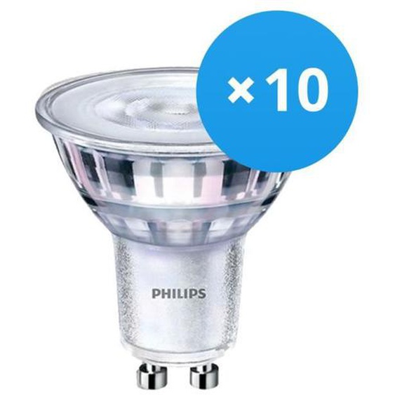 Lot 10x Philips Corepro LEDspot GU10 PAR16 4W 345lm 36D - 827 Blanc Très Chaud | Dimmable - Équivalent 50W