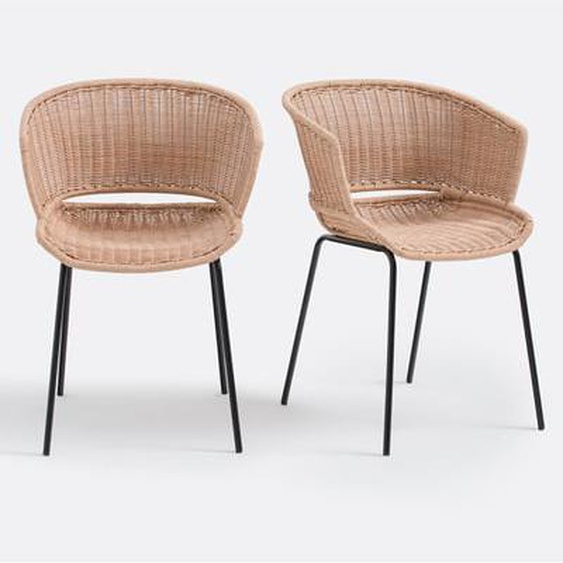 Lot 2 fauteuils jardin métal acier résine, Verana