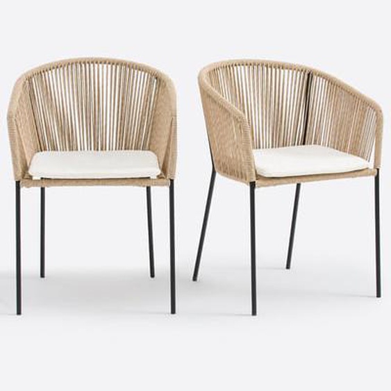 Lot 2 fauteuils jardin métal acier résine, Virena