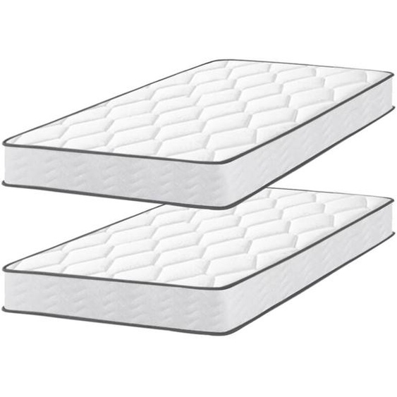 Lot 2 - Matelas 90x200cm - Épaisseur 15 cm - Luxe Matelas Mémoire de Forme pour Adulte Enfant - 7 Zones de Confort Mousse Mémoire Adaptative (Deux