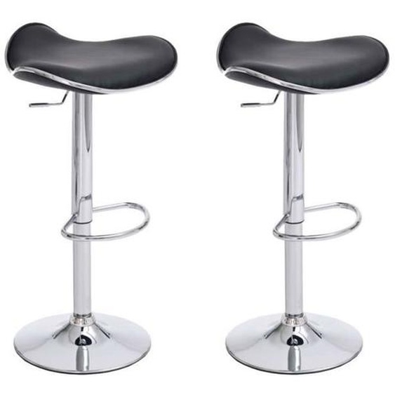 Lot 2 Tabourets de bar réglables SHANGHAI en PU - CLP - Hauteur réglable 62-83cm - Pivotants avec repose-pieds