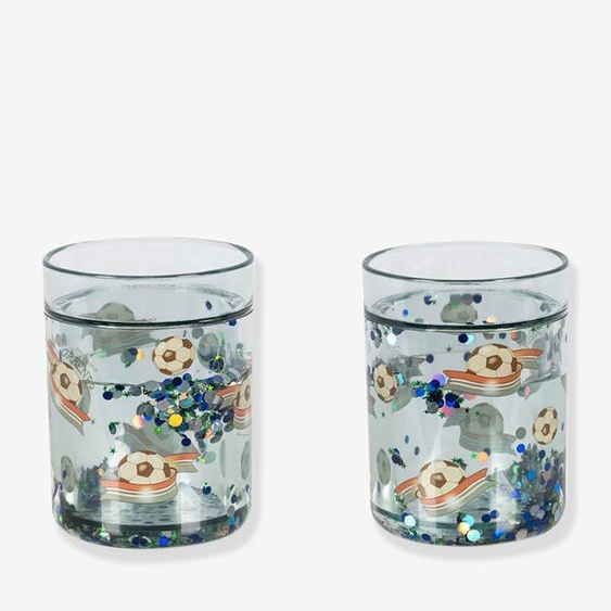 Lot 2 verres à paillettes bleu