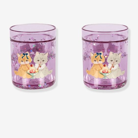 Lot 2 verres à paillettes violet