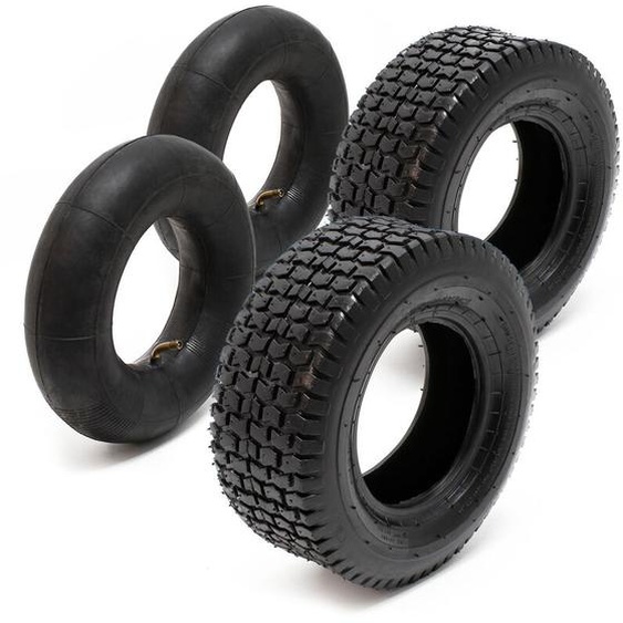 Lot 2x Pneu 18x8.50-8 et 2x Chambre à air – Valve coudée – 460 x 460 x 215 mm – 4 pr – capacité de charge 370 kg – pour Tondeuse à gazon Tracteur à