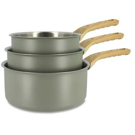 Lot 3 casseroles easynox 16/18/20cm en acier inox et aluminium brume