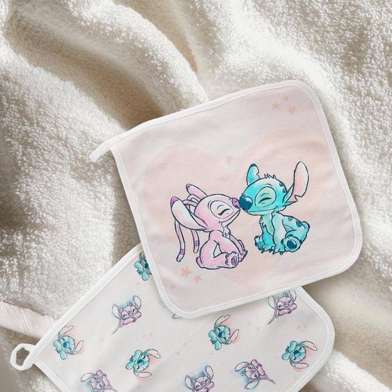Lot 3 débarbouillettes Disney Stitch blanc
