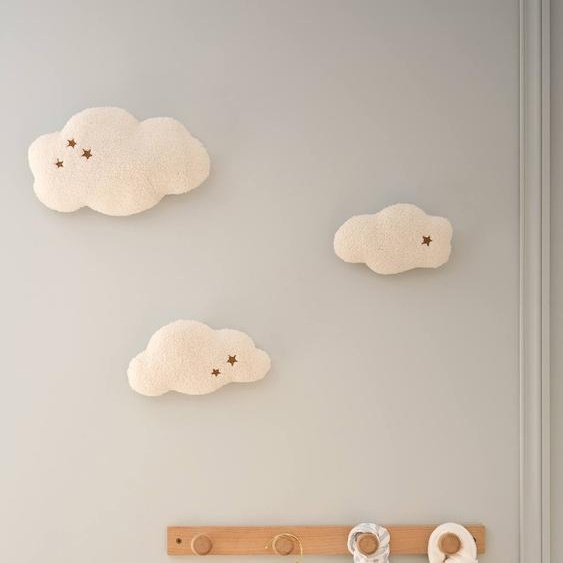 Lot 3 décorations murales nuages beige