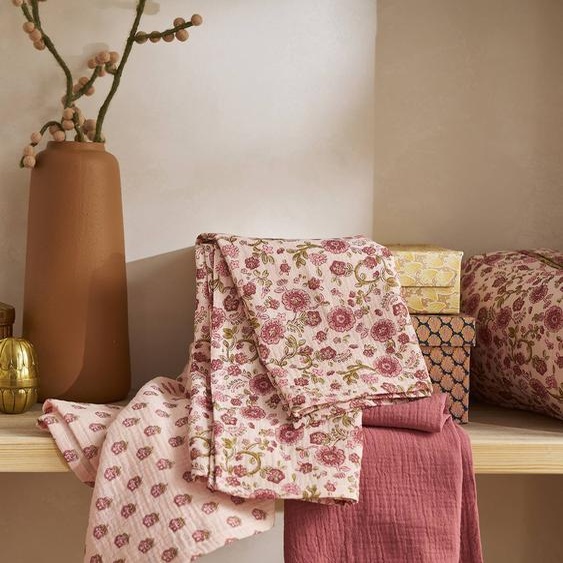 Lot 3 langes bébé gaze coton rose imprimé