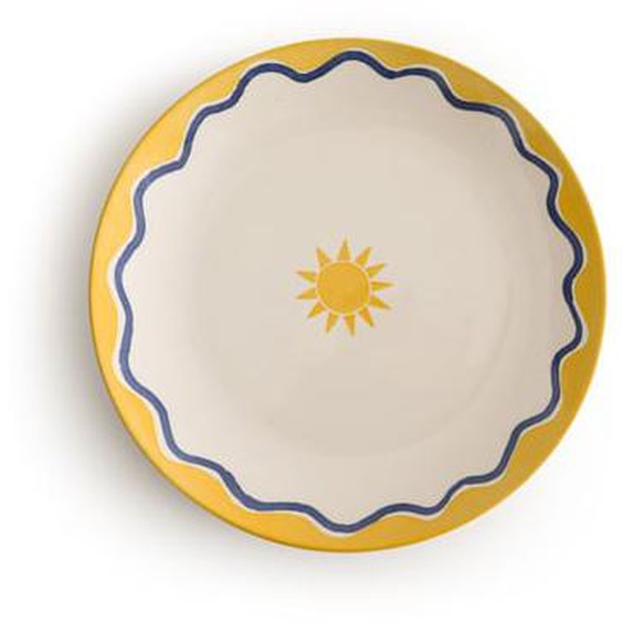 Lot 4 assiettes plates faïence motif, Olympe