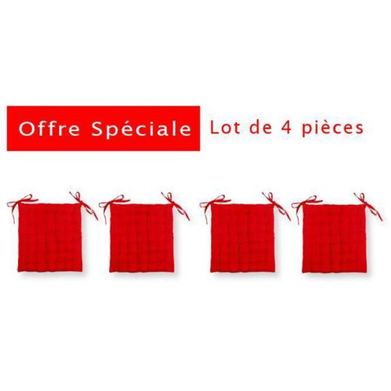 LOT 4 Galette de chaise 40x40cm FUTON Umberto Ravelli - 100%coton -  Rouge