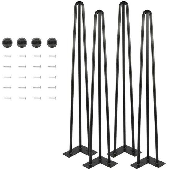 Lot 4 Pieds En Épingle À Cheveux En Acier Pieds De Table, 71 cm - Noir - DIY 3 Tiges - Stable et Durable