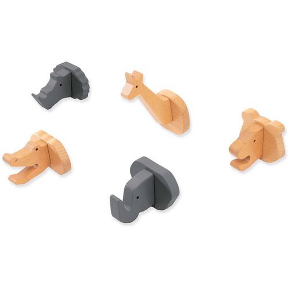 Lot 5 Crochets Mural Animaux Antracite