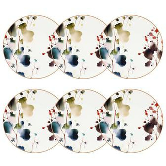 Lot 6 assiettes a dessert aquarelle 20cm en porcelaine