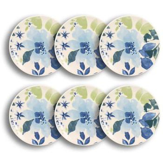 Lot 6 assiettes a dessert bleuet 19cm en gres