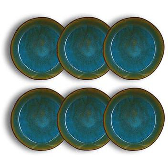 Lot 6 assiettes coupe motala 15cm en gres bleu