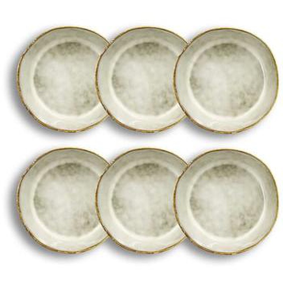 Lot 6 assiettes coupes boral 15.5cm en gres beige clair