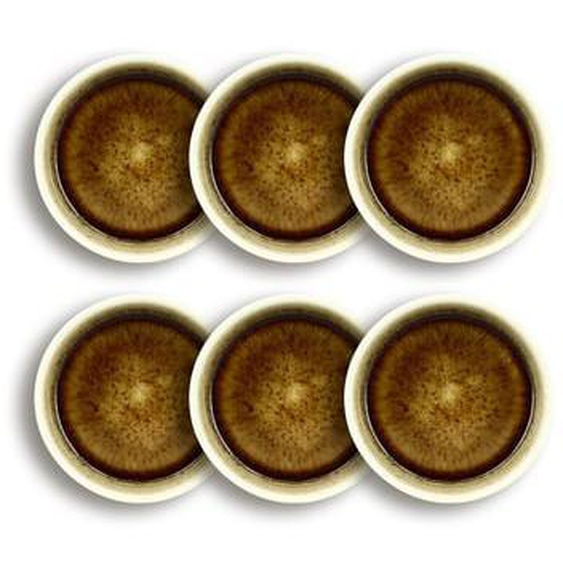 Lot 6 assiettes coupes stack 12cm en porcelaine marron