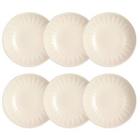 Lot 6 assiettes creuses bistrot 22cm en faience creme