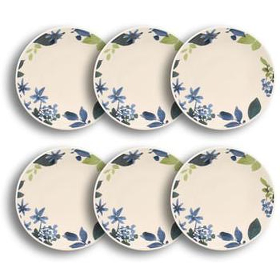 Lot 6 assiettes creuses bleuet 20.5cm en gres