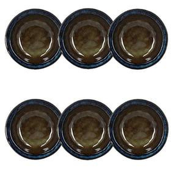 Lot 6 assiettes creuses certaldo 19cm en gres marron