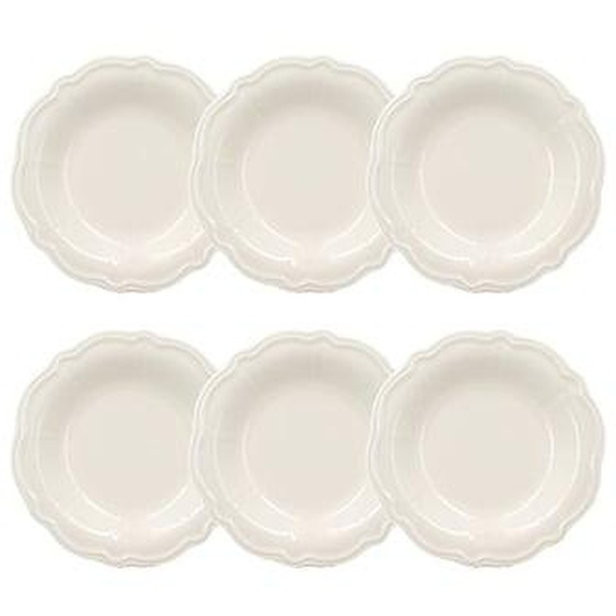 Lot 6 assiettes creuses charlotte 22cm en gres blanc