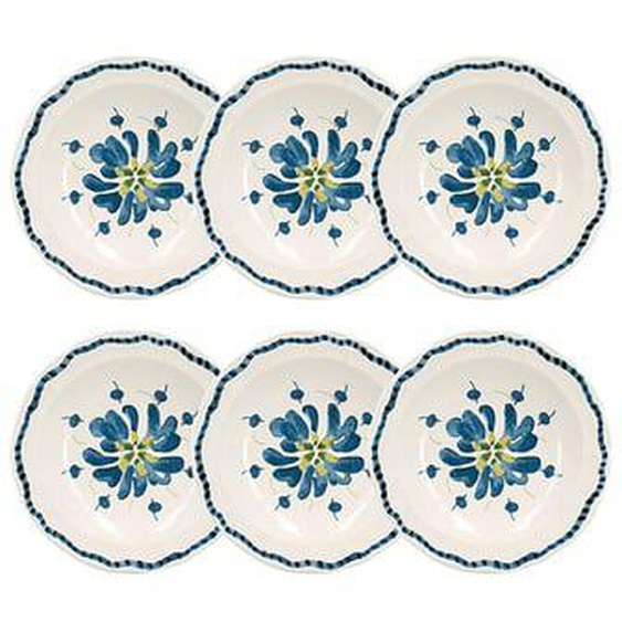 Lot 6 assiettes creuses gardenia 21cm en gres