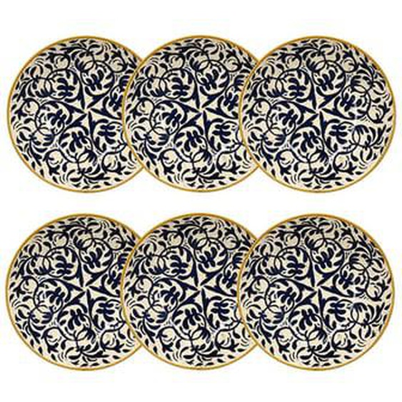 Lot 6 assiettes creuses heraclee 20cm en gres decor bleu