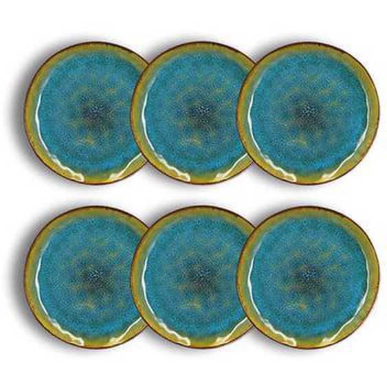 Lot 6 assiettes dessert motala 20.5cm en gres bleu