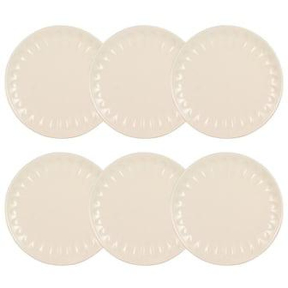 Lot 6 assiettes desserts bistrot 21cm en faience creme