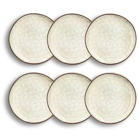 Lot 6 assiettes desserts boral 20.5cm en gres beige clair
