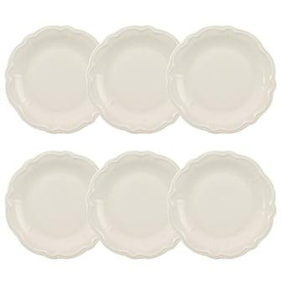 Lot 6 assiettes desserts charlotte 20cm en gres blanc