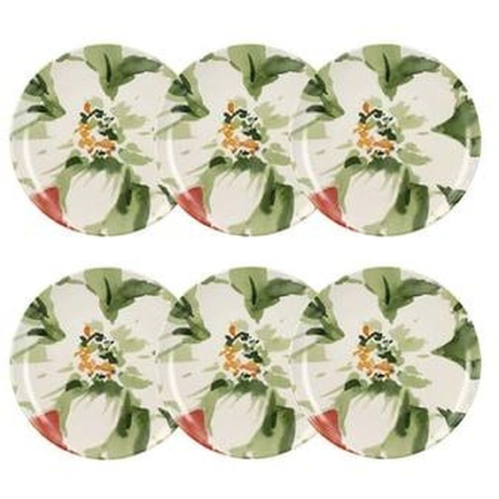 Lot 6 assiettes desserts floralux 21cm en porcelaine