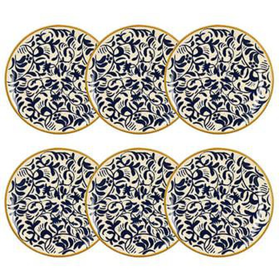 Lot 6 assiettes desserts heraclee 19cm en gres decor bleu