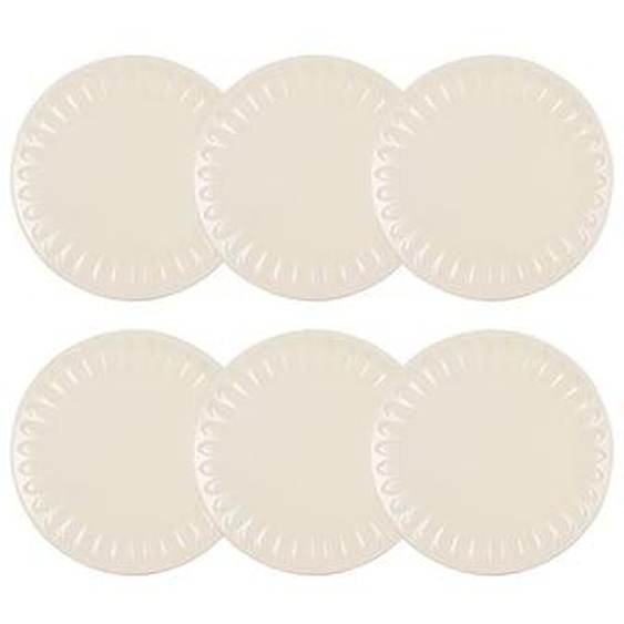 Lot 6 assiettes plates bistrot 27cm en faience creme