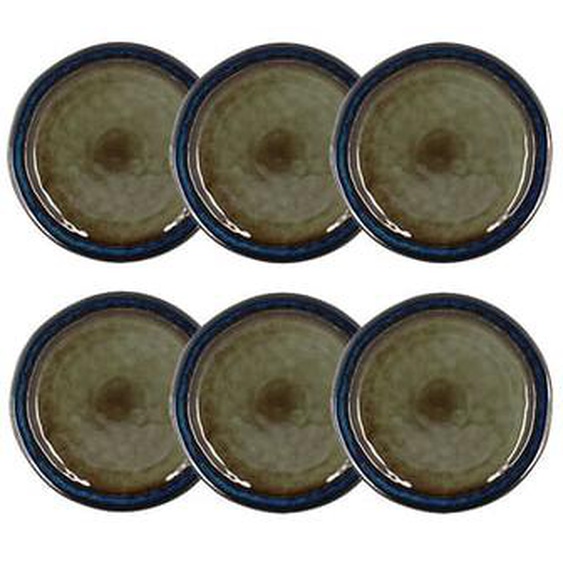 Lot 6 assiettes plates certaldo 27cm en gres marron