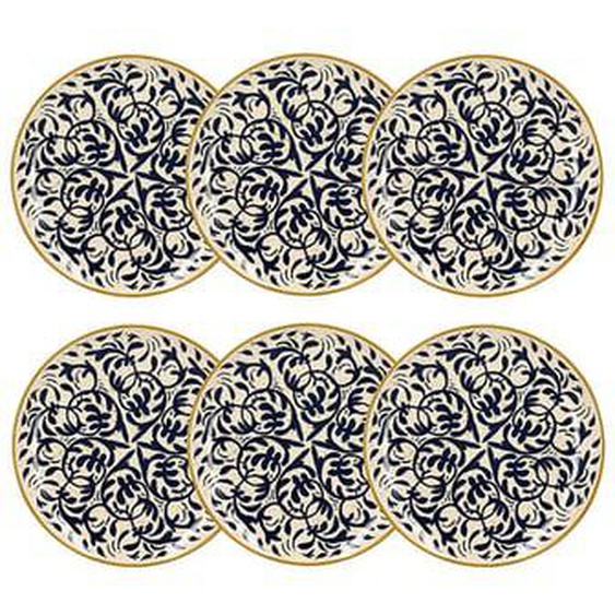 Lot 6 assiettes plates heraclee 27cm en gres decor bleu