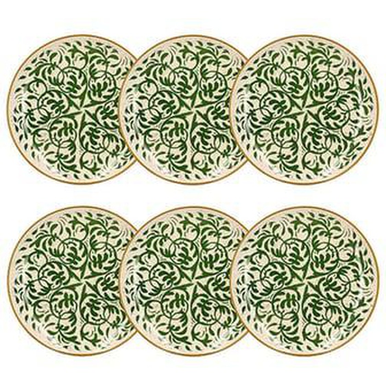 Lot 6 assiettes plates heraclee 27cm en gres decor vert