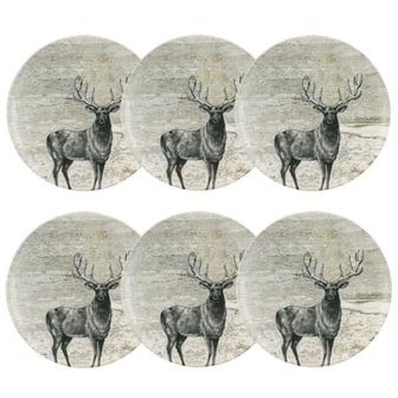 Lot 6 assiettes plates lachat cerf 26cm en porcelaine