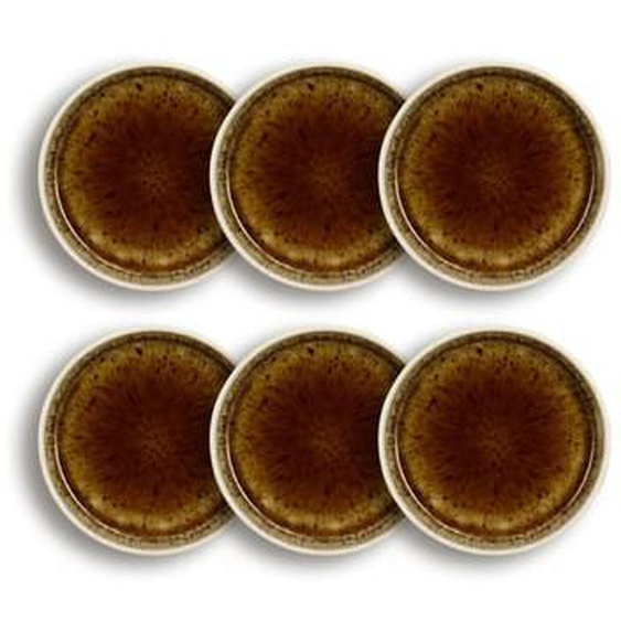 Lot 6 assiettes plates stack 13.5cm en porcelaine marron