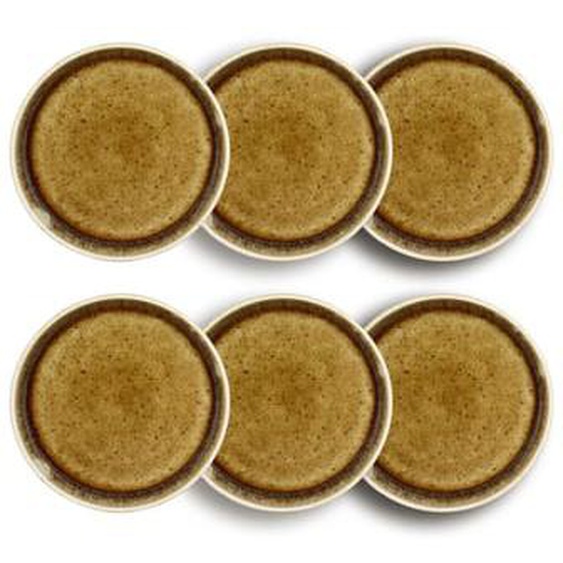 Lot 6 assiettes plates stack 17cm en porcelaine marron
