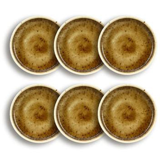 Lot 6 assiettes plates stack 9cm en porcelaine marron