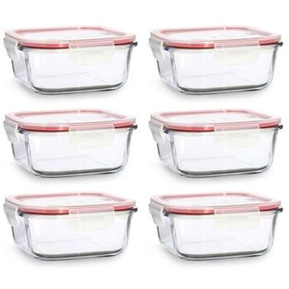 Lot 6 boites hermetiques clementine carrees 800ml en verre