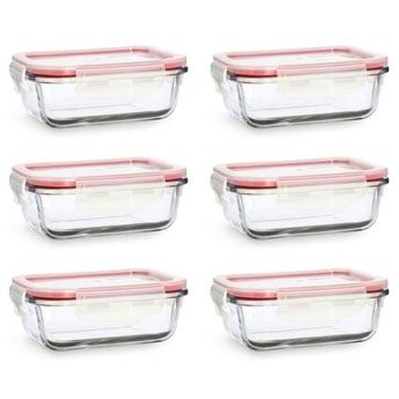 Lot 6 boites hermetiques clementine rectangles 370ml en verre