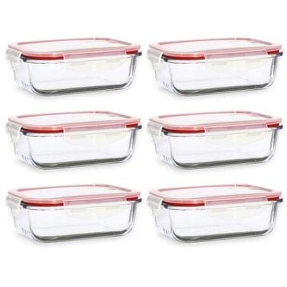 Lot 6 boites hermetiques rectangulaire clementine 630ml en verre