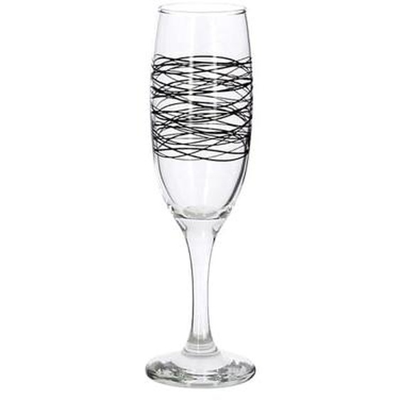 Lot 6 flutes serpentin 22cl en verre avec ligne noire