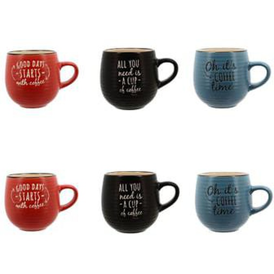 Lot 6 mugs 35cl pause cafe gres coloris assortis